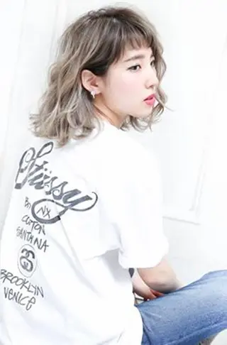ショート ミディアム カラー パーマ THE USUAL ユージュアルのヘアスタイル