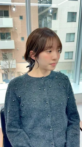 セミロング カラー パーマ ヘアアレンジ メンズ キッズ レイヤーカット/ 巻ける縮毛矯正のヘアスタイル