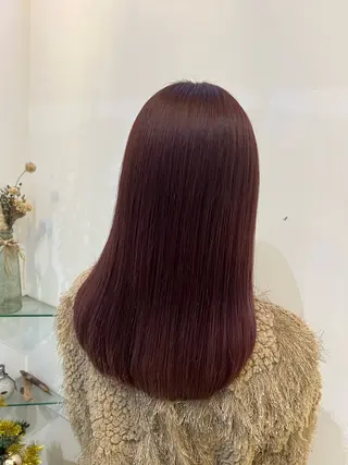 セミロング カラー ブリーチしない暖色 カラー🥀杉 優菜のヘアスタイル