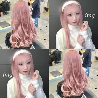 ロング カラー ヘアアレンジ 韓国レイヤー&ピンク 艶髪🩶maikoのヘアスタイル