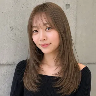 セミロング カラー 盛れる顔まわりカット 髪質改善/渋谷/れんのヘアスタイル