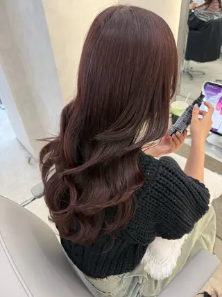 カラー むく/顔周りカット/ ブリーチなしwカラーのヘアスタイル