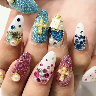 ネイル 渋谷／チップ長さ出し 👑アプレgel-xのネイルデザイン