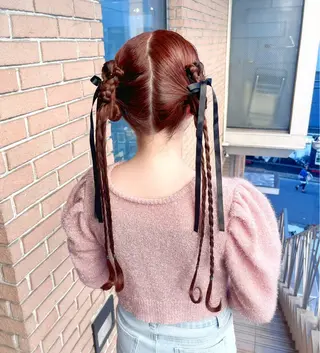 ロング ヘアアレンジ ピンク系カラー💗 ヘアセット特化のヘアスタイル
