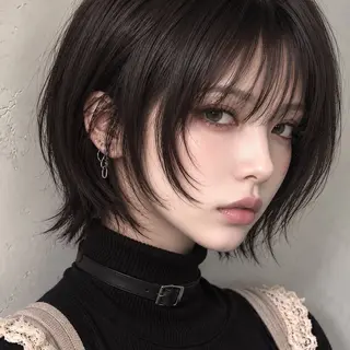 ショート 自撮り盛れ💜小顔 ウルフボブ/渋谷のヘアスタイル