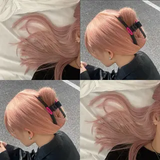 ミディアム カラー パーマ ヘアアレンジ ブリーチカラー🤍 颯馬🐈‍⬛のヘアスタイル