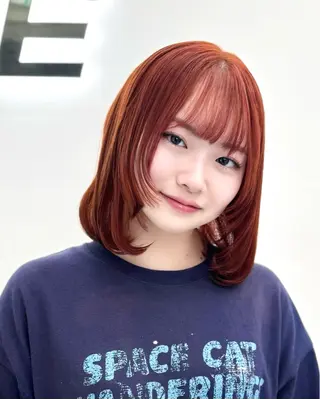 ミディアム カラー ヘアアレンジ 縮毛矯正🤍 盛れるボブ/ひかりのヘアスタイル