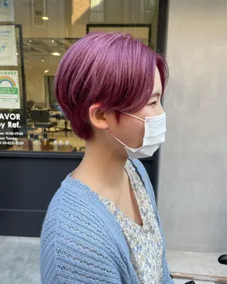 ショート カラー 暖色カラー🍊 ボブ🌿顔周りcutのヘアスタイル