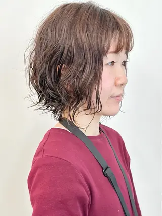 ショート パーマ ボブ/ゆるふわ ボブパーマ/とういのヘアスタイル
