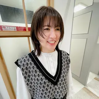 ミディアム カラー 緒方リエ 時短ショート・ボブのヘアスタイル