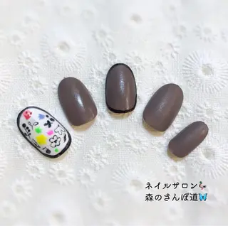 ネイル ショートネイル 森のさんぽ道のネイルデザイン