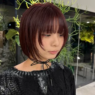 カラー 二次元ウルフ🍒 ボルドーカラー愛希子のヘアスタイル