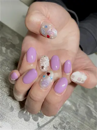 ネイル I-nailロング /ワンホン/キラキラのネイルデザイン
