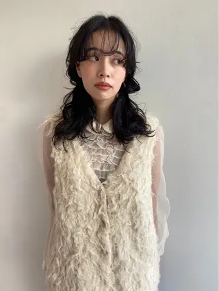 セミロング 艶カラー/フェイス レイヤー/たむのヘアスタイル