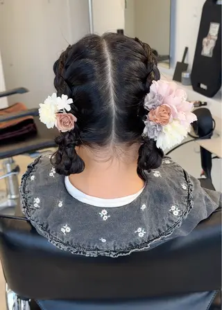 セミロング ヘアアレンジ キッズ ヘアセット大募集 ˗ˋˏairiˎˊ˗のヘアスタイル