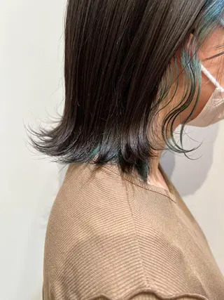 ミディアム 草野ゆずき⌇縮毛矯正 ⌇Wカラー⌇レイヤーのヘアスタイル