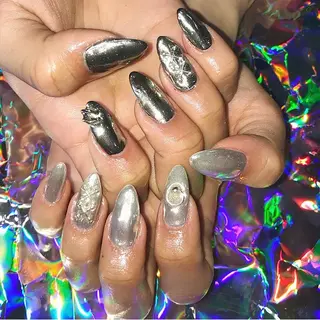 ネイル 渋谷／チップ長さ出し 👑アプレgel-xのネイルデザイン