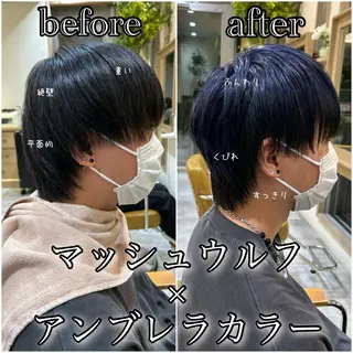 カラー メンズ 艶透明感カラー/ ルーズパーマ/田中のヘアスタイル