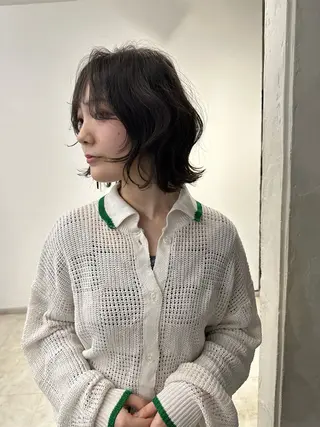 ミディアム パーマ パーマ／カット/ NARVIS井上柊生のヘアスタイル