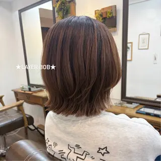 ミディアム ボブ/地毛風縮毛矯正 茉青🤍新宿代々木のヘアスタイル