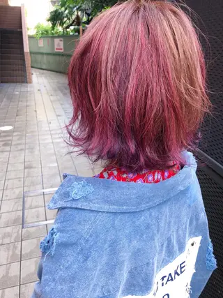 ミディアム カラー 髪質改善、エクステ 山口卓哉のヘアスタイル