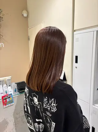 セミロング カラー 垢抜け小顔レイヤー オリーブ/スミレのヘアスタイル
