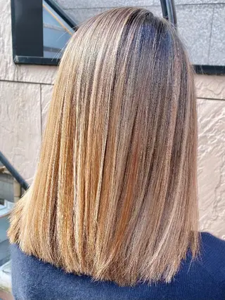 セミロング カラー 女性目線でつくる ボブ縮毛矯正のヘアスタイル