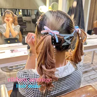 ロング ミユ🎀長さ出し 🎨デザインカラーのヘアスタイル