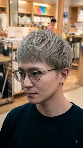 メンズ カラー えのもと店長レイヤー メンズパーマ/顔周りのヘアスタイル