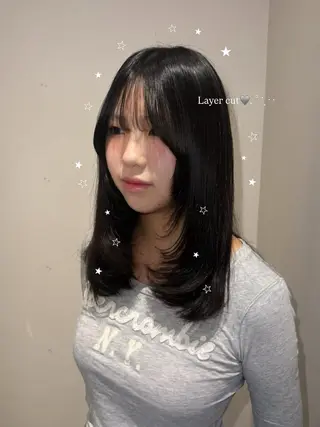 ミディアム KANO🐈⬛🎀 ニュアンス/レイヤーのヘアスタイル