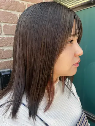 ミディアム カラー パーマ ヘアアレンジ メンズ キッズ ネイル マツエク・マツパ アイブロウ 久木原 ゆりのヘアスタイル