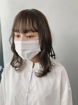 セミロング カラー ボブパーマコテ巻き風 パーマNo1深江秀平のヘアスタイル