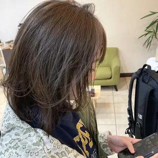 ミディアム カラー パーマ 樋野 亮のヘアスタイル