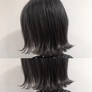 ミディアム カラー 松田 亮葉のヘアスタイル