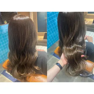 カラー 🩵盛れる顔周り/ 艶カラーemi🩵のヘアスタイル