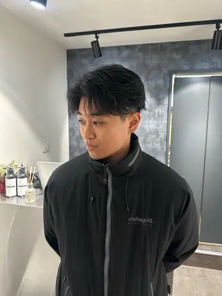 ミディアム パーマ メンズ 💈原宿指名No.1 センターパート💈のヘアスタイル
