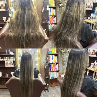 ロング 髪質改善縮毛矯正 snsモデルのヘアスタイル