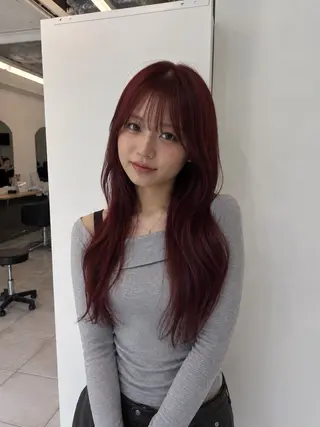 ロング 🎀暖色カラー🎀 韓国ヘア まなかのヘアスタイル