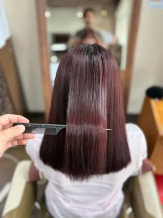 セミロング カラー 生駒のパーマ達人 FEELけんけんのヘアスタイル
