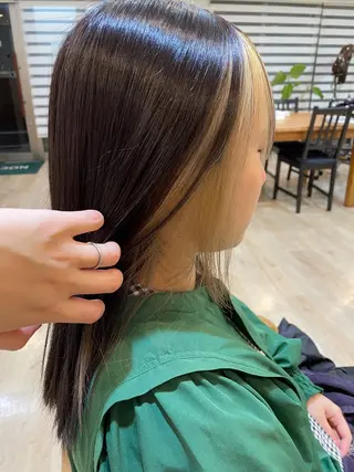ミディアム カラー ブリーチ無し透明感 ケアカラー🌿かなみのヘアスタイル