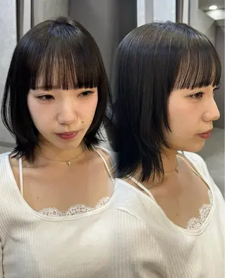 ミディアム カラー 浦川 まどかのヘアスタイル