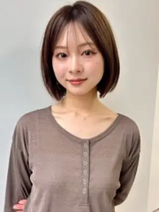 ショート カラー ヘアアレンジ ボブ/透明感ベージュ 🫧クルミ🌟のヘアスタイル