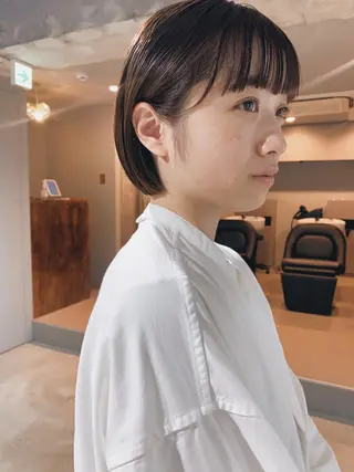ミディアム カラー パーマ ボブパーマコテ巻き風 パーマNo1深江秀平のヘアスタイル