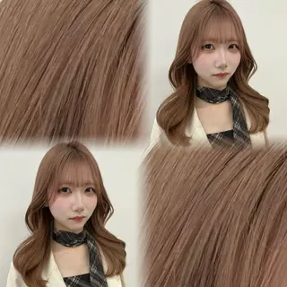 ロング カラー クルミ🤍推し活 🎀ピンクカラーのヘアスタイル