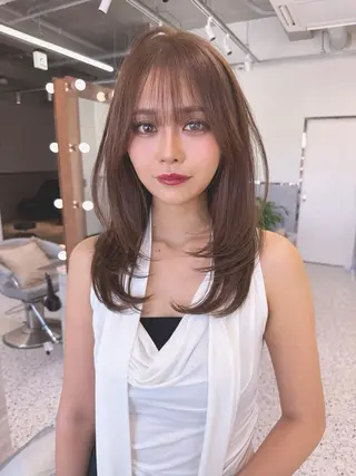 セミロング カラー ✨レイヤー/韓国 /✨ヘア山下 遥のヘアスタイル