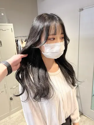セミロング カラー パーマ ヘアアレンジ メンズ キッズ ネイル マツエク・マツパ アイブロウ 上品＆韓国風 🥀海心🥀のヘアスタイル