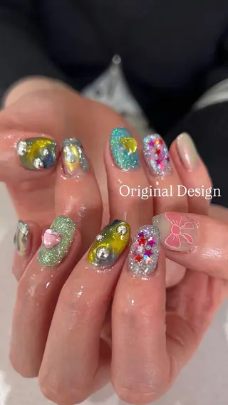 ミディアム tsuki nail /三茶/韓国ネイルのネイルデザイン