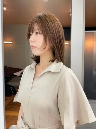ミディアム カラー 緒方リエ 時短ショート・ボブのヘアスタイル