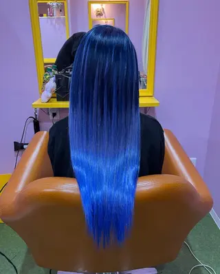 ロング カラー+ちび編み込み エクステ/梅田のヘアスタイル