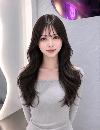 セミロング カラー ヘアアレンジ 🖤kana韓国ヘア 艶髪カラー特化🖤のヘアスタイル